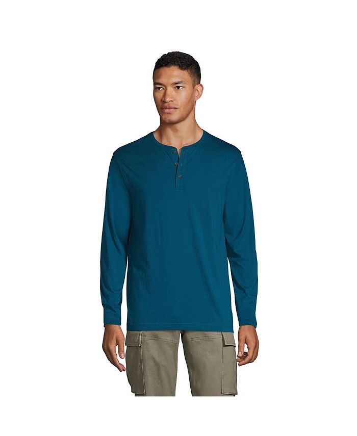 

Мужская футболка с длинными рукавами из джерси Supima Tall Henley Lands' End, цвет Baltic teal