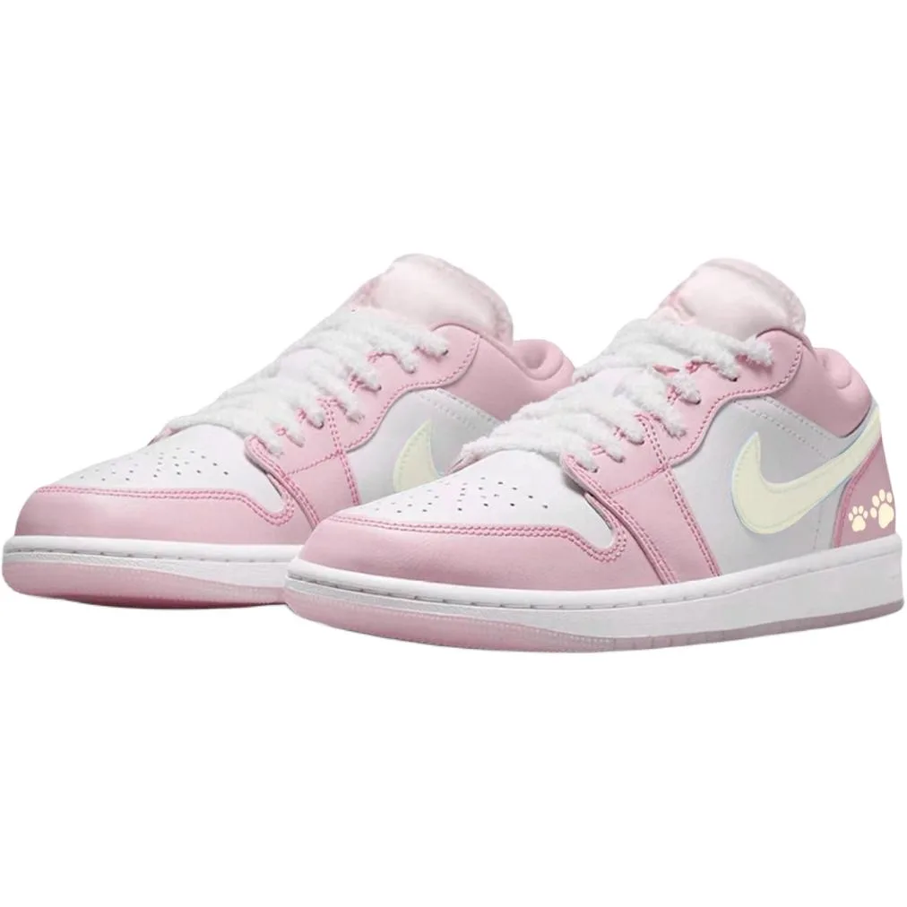 Jordan Детские баскетбольные кроссовки mid top Air 1 Yellow Claw, розовые, унисекс — фото 4