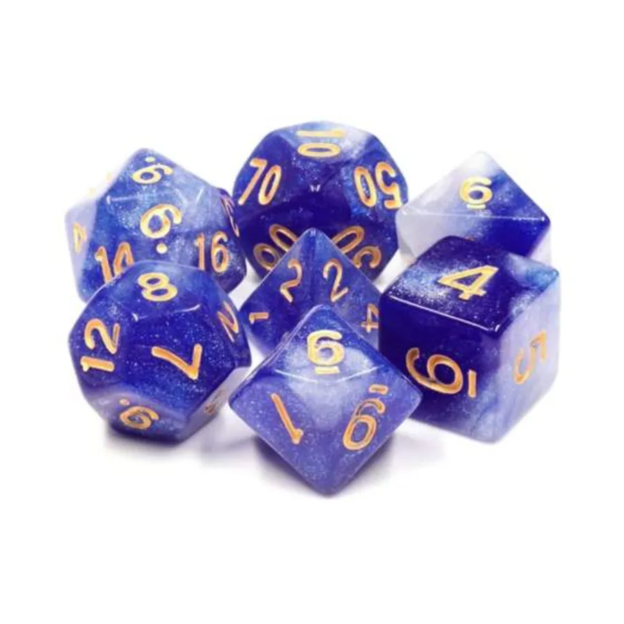 

Набор Poly — Star Gaze с золотом (7), Dice Sets - Resin/Acrylic - Blue, Green, & Purple (Foam Brain Games)