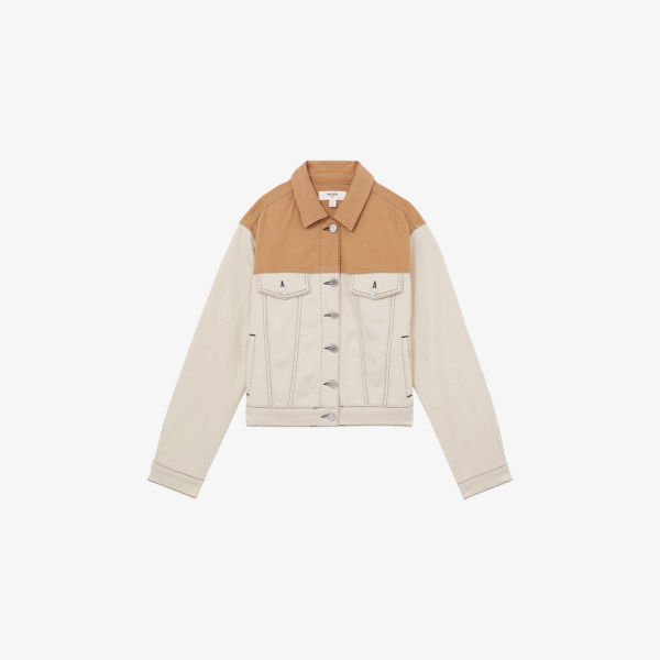 

Куртка джинсовая Reiss Maddie с цветными блоками, экрю