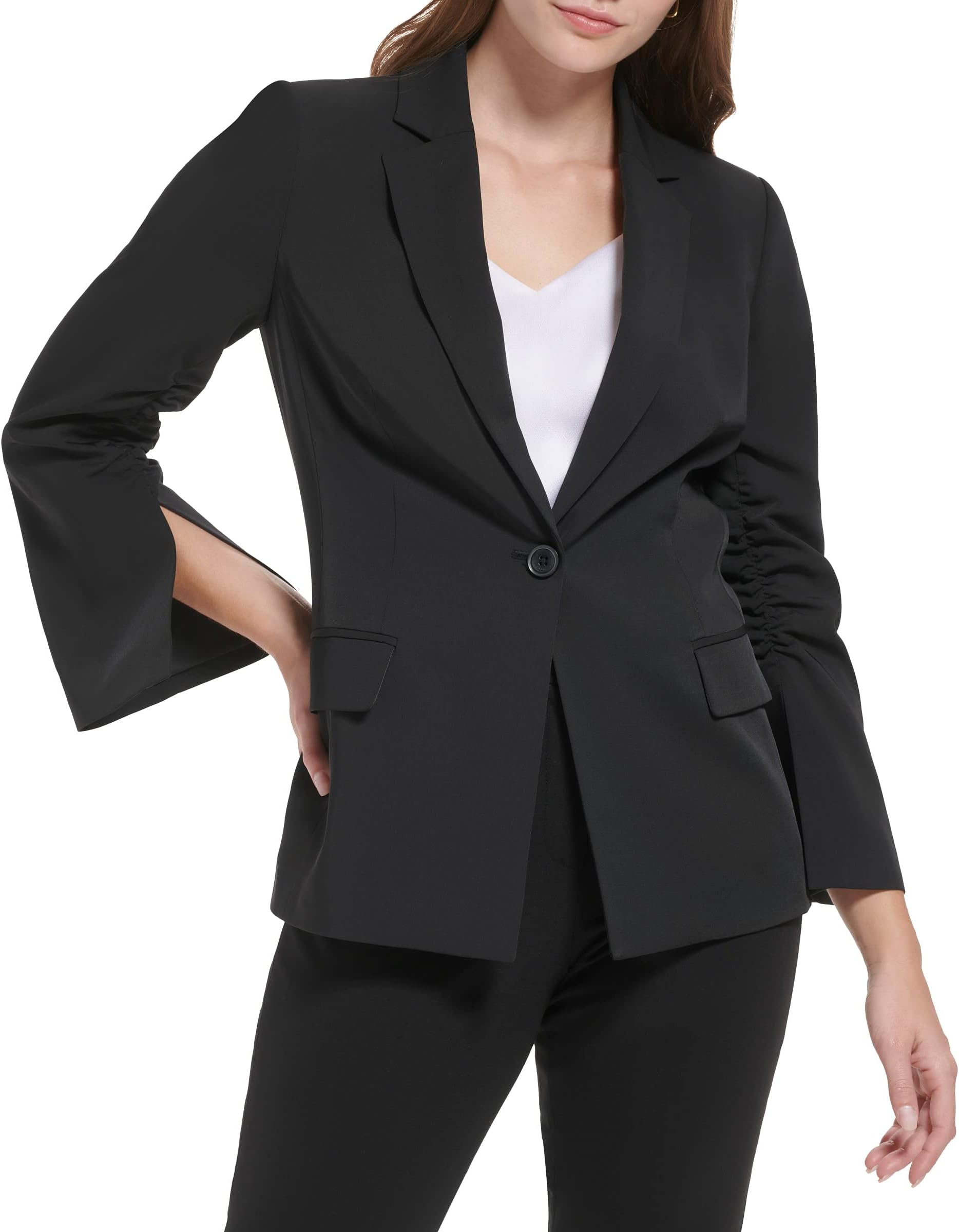 

Куртка Calvin Klein One-Button Jacket with Ruched Sleeve, черный