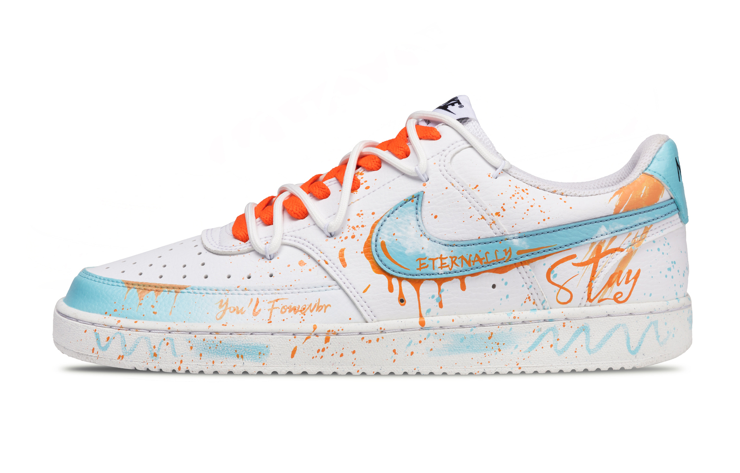 

Nike Court Vision 1 устойчивые к истиранию, легкие и дышащие низкие кроссовки для скейтбординга мужские white orange blue