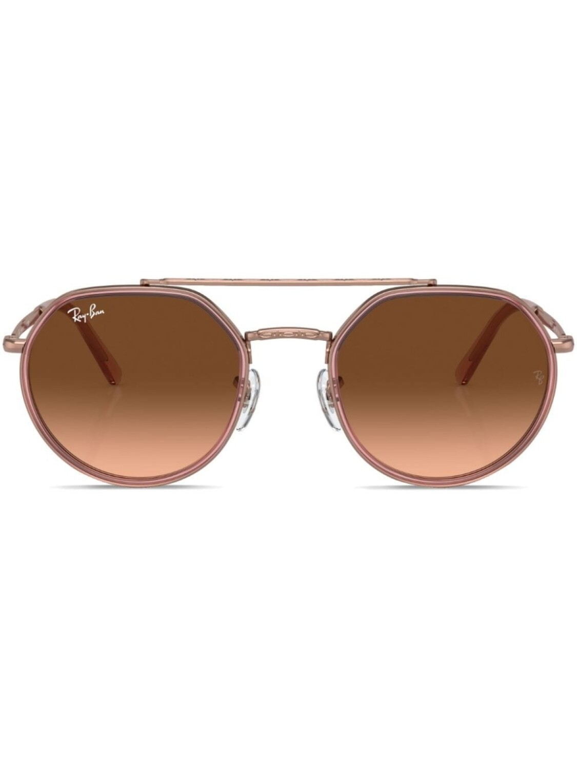 

Круглая оправа с логотипом Солнцезащитные очки Ray-Ban, металлик
