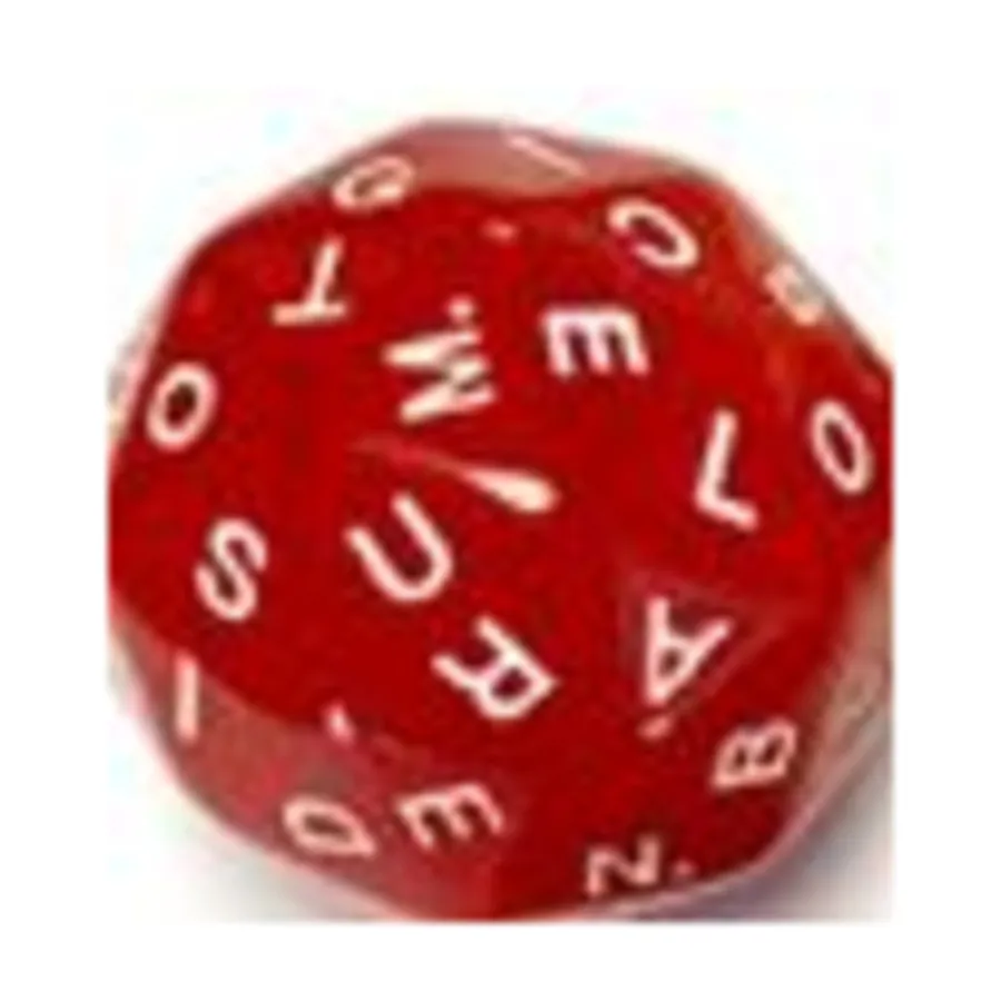 

d60 Алфавит - красный с белым, Unique & Skew Dice (The Dice Lab)