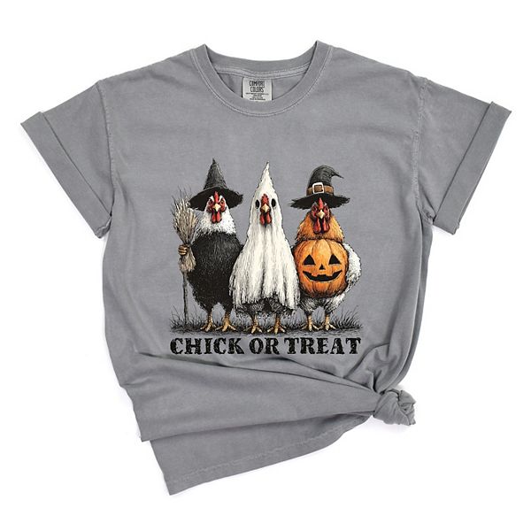 

Футболка Chick or treat с принтом в виде цыплят Simply Sage Market, Grey