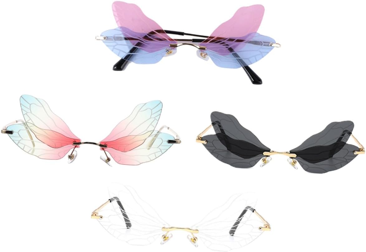 

Солнцезащитные очки FRCOLOR «Крылья стрекозы», 4 пары, без оправы, золотистые, линзы: черный, серый, розовый, синий, красный, зеленый, для женщин, на вечеринку и каждый день, Assorted Color