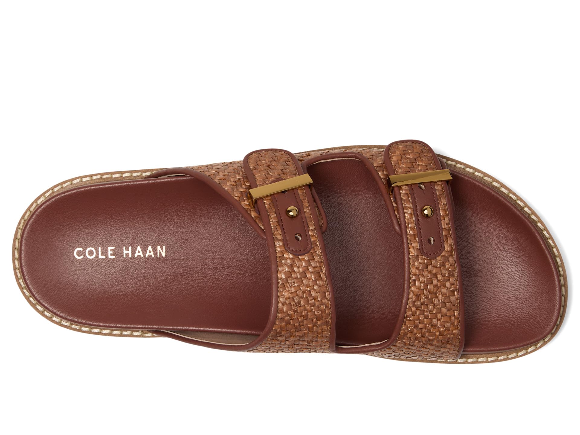 Сандалии Cole Haan Marisol Footbed Sandals, цвет Tan Raffia/Dark Cuoio Leather — фото 2