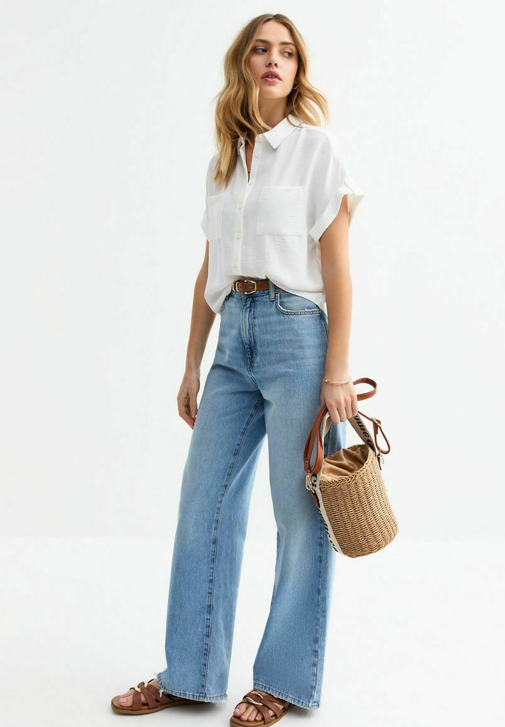

Блузка на пуговицах DOUBLE CHEST POCKET New Look, белый