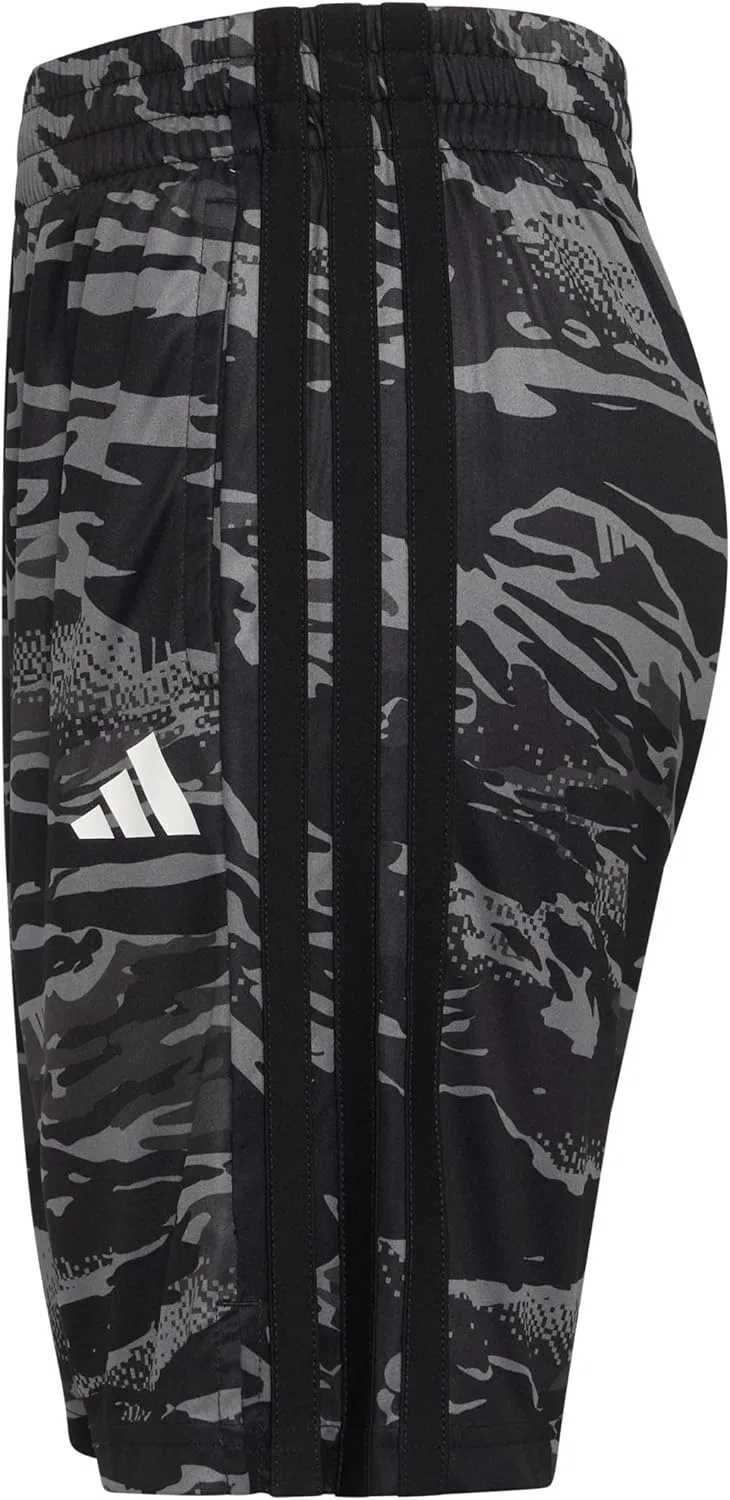 Детские шорты Adidas AOP Tiger Camo с тремя полосками, черный — фото 4