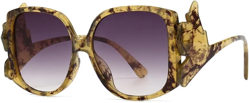 

Модные цветные квадратные солнцезащитные очки для женщин в стиле ретро с уникальными дужками, градиентные оттенки, защита от УФ-излучения UV400, трендовые очки для мужчин UATXTAU, Amber Gray