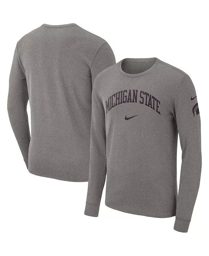 

Мужская футболка с длинным рукавом Heather Grey Michigan State Spartans Arch 2-Hit Nike