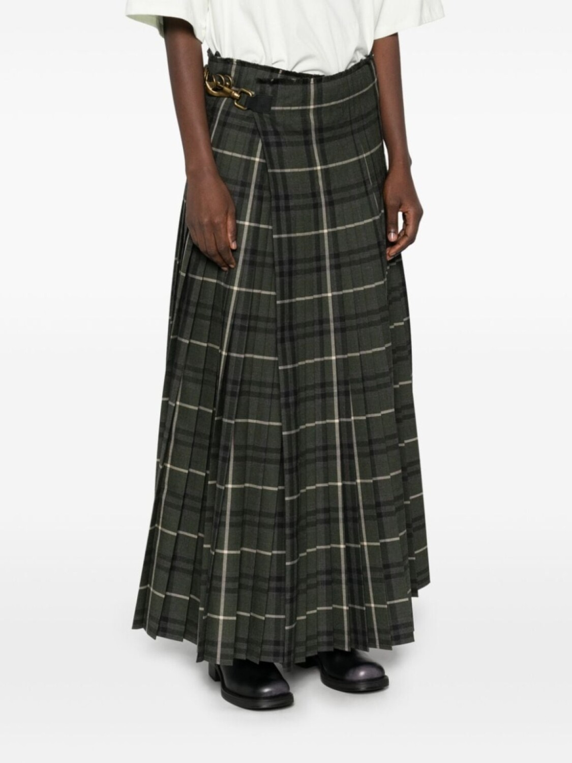 Юбка макси Burberry Vintage Check, плиссированная, темно-зеленый — фото 3