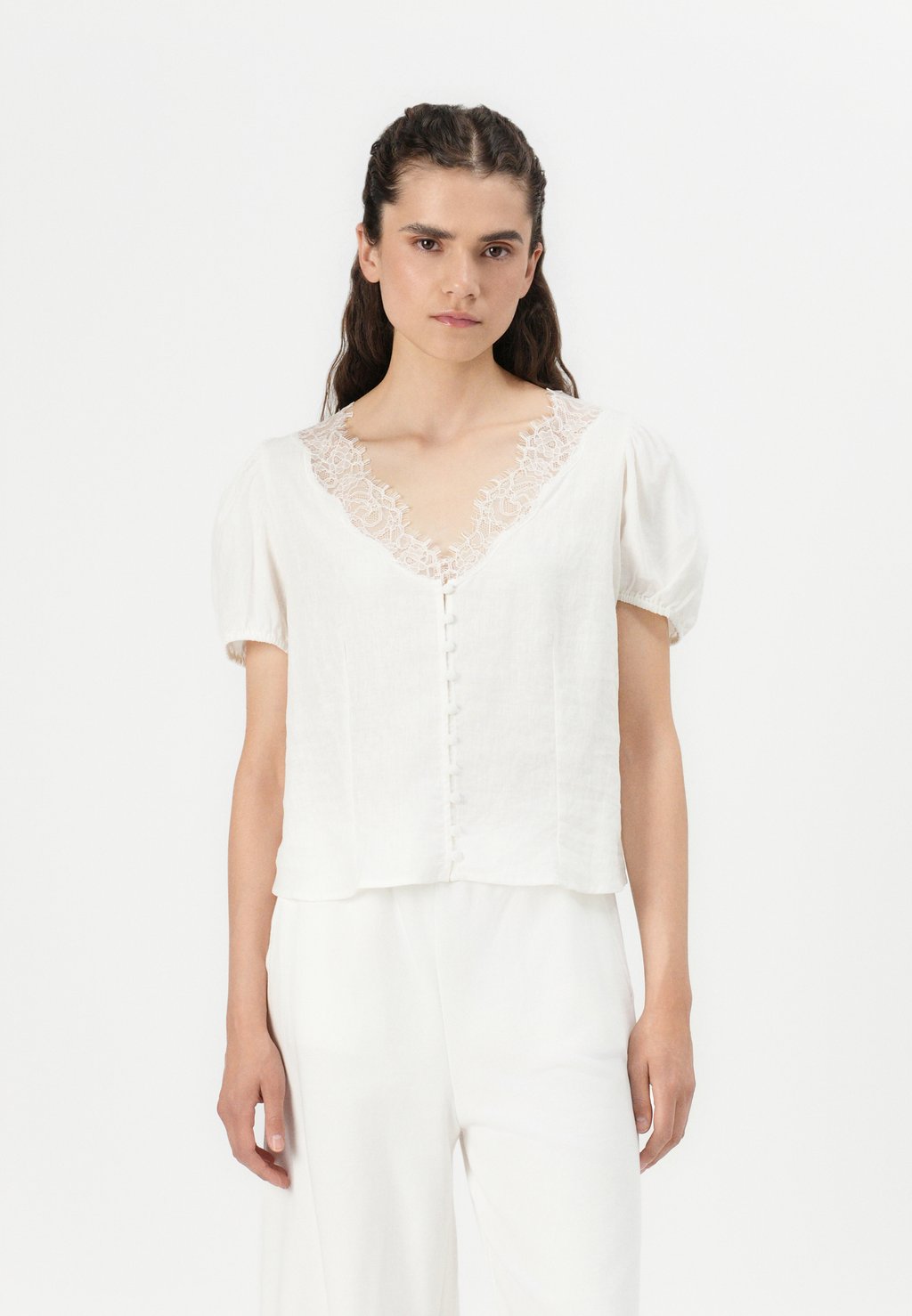 

Блуза V NECK LACE TRIM GAP, кремовый