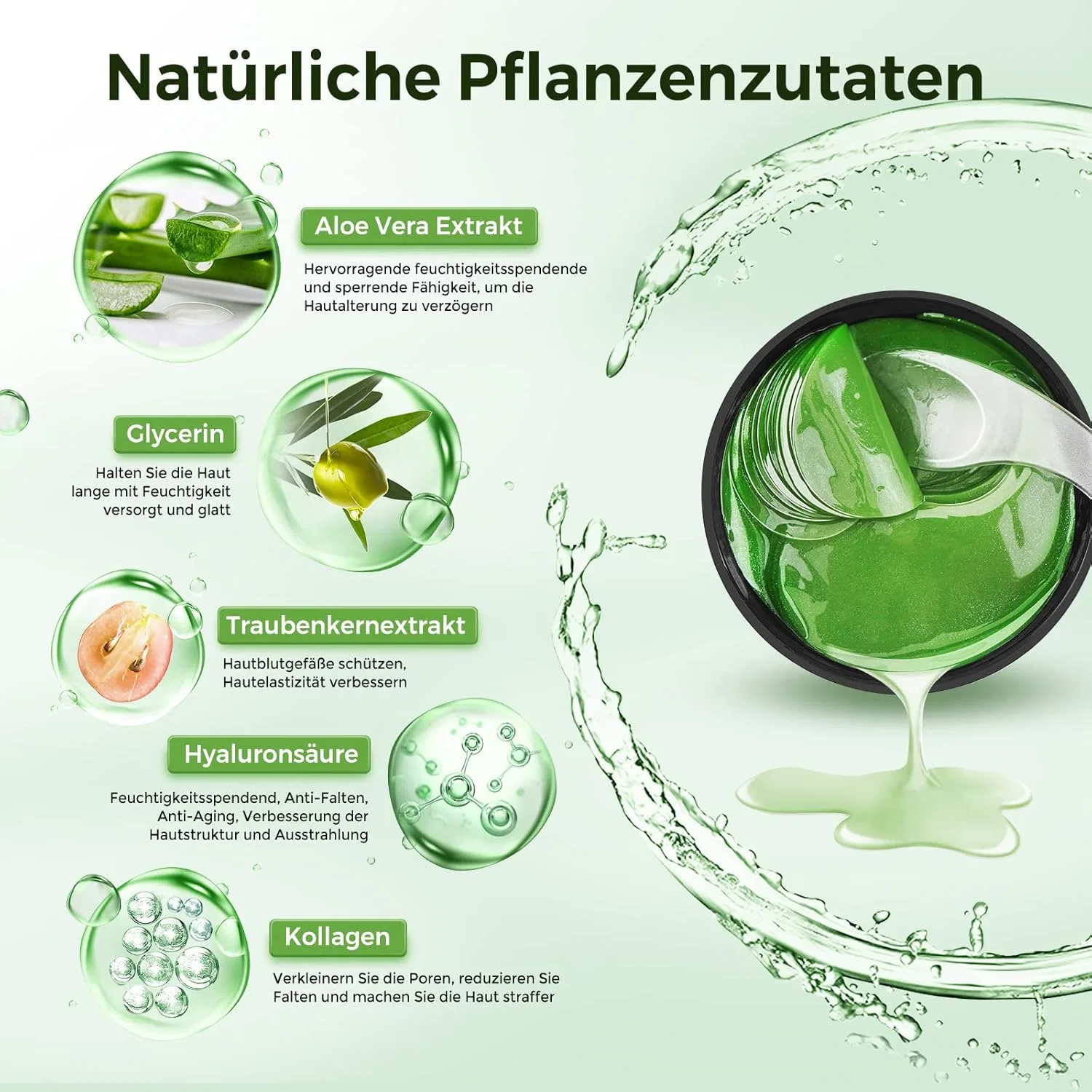Патчи для глаз с коллагеном и гиалуроновой кислотой, 80 шт. Cusmay, 80 Pieces Aloe Vera — фото 2