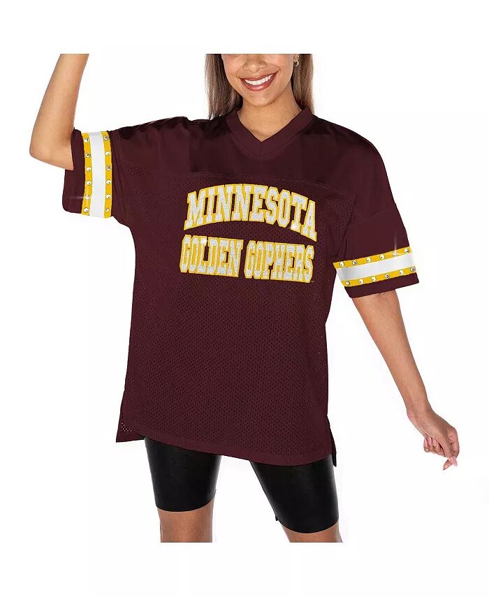 

Женская темно-бордовая футболка Minnesota Golden Gophers Until Kickoff со стразами Gameday Couture