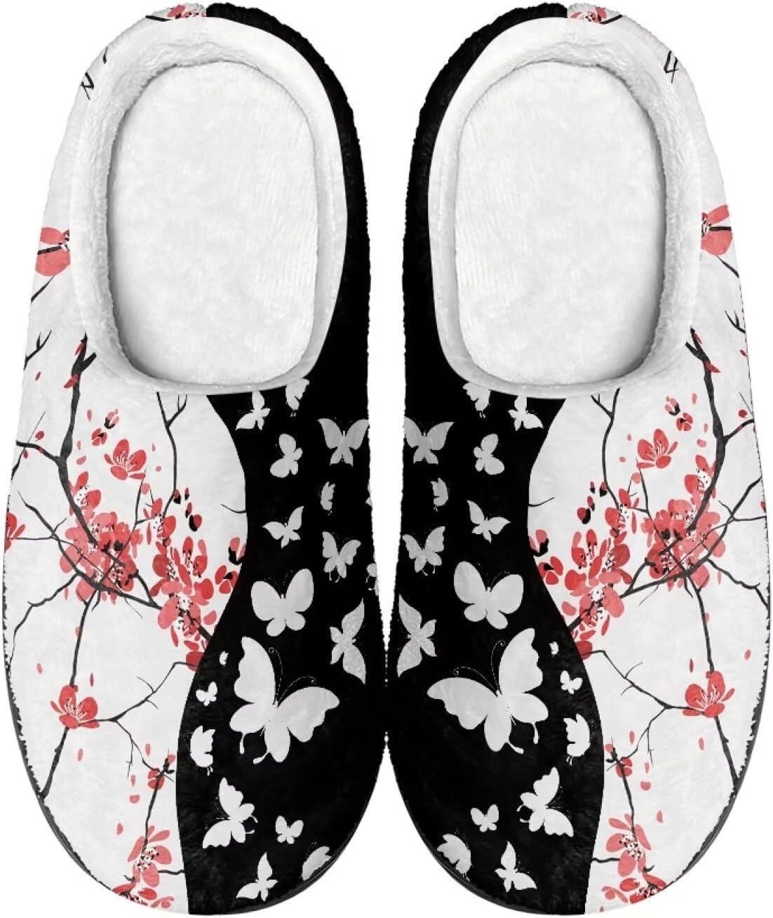 

Мужские и женские нескользящие тапочки, теплые мягкие уютные тапочки из фланели, домашняя обувь для спальни и улицы, размеры 2-12 Zcfygdx, Plum and Butterfly Print