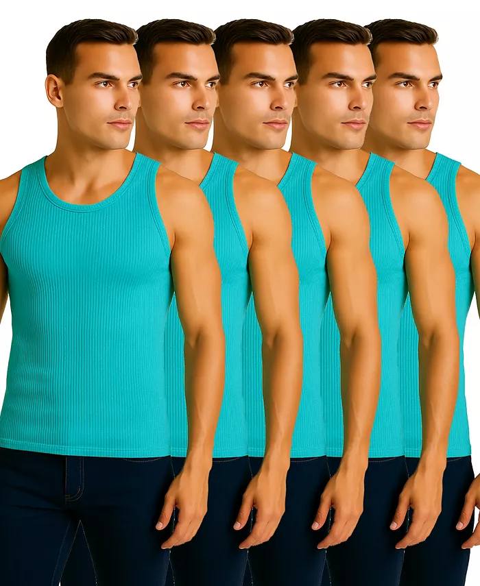 

Мужская майка-топ из 5 пар толстой рубчатой ​​ткани Galaxy By Harvic, синий