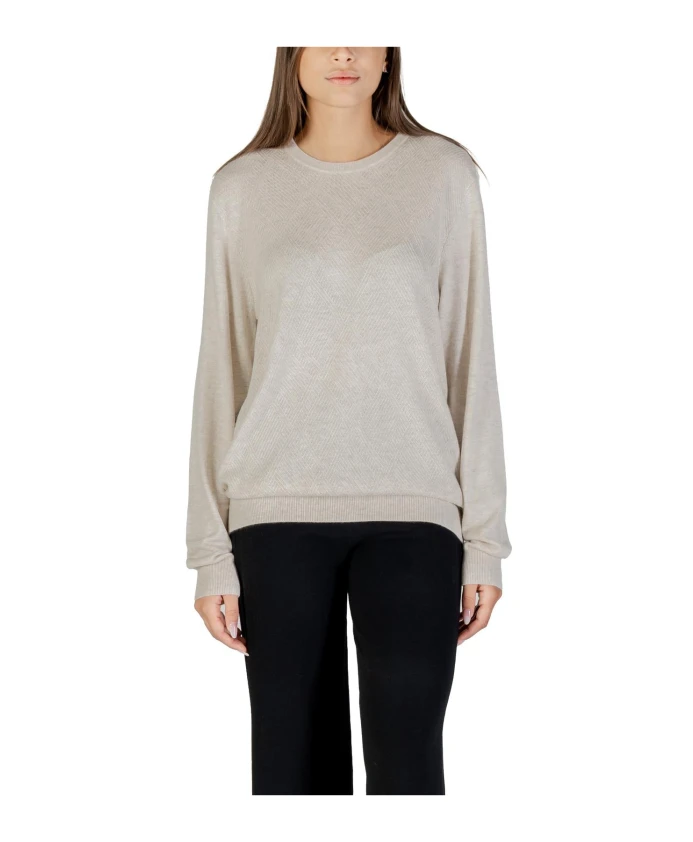 

Вязаный свитер с круглым вырезом и длинными рукавами Guess, бежевый