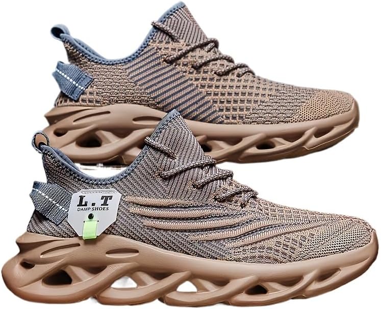 

Кроссовки для мужчин больших размеров - комфортные, с дышащей однотонной тканью и нескользящей подошвой - амортизирующая обувь для активного отдыха, спортивная обувь Hhhchpm, хаки