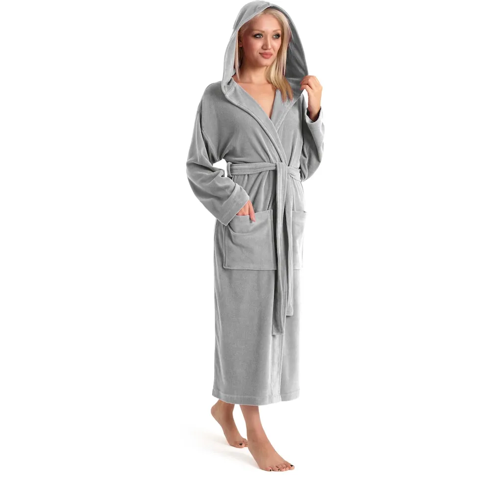 

Домашний женский халат my home Jule, идеален для сауны и спа, гостиничный халат, утренний халат, 1 шт., однотонный легкий махровый халат с высоким содержанием хлопка, размеры XS-4XL My Home, серый