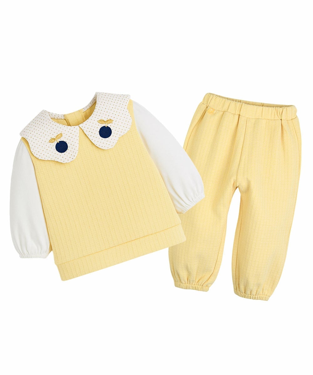 Комплект из топа с длинными рукавами и брюк цвета черники Moimoln, Yellow