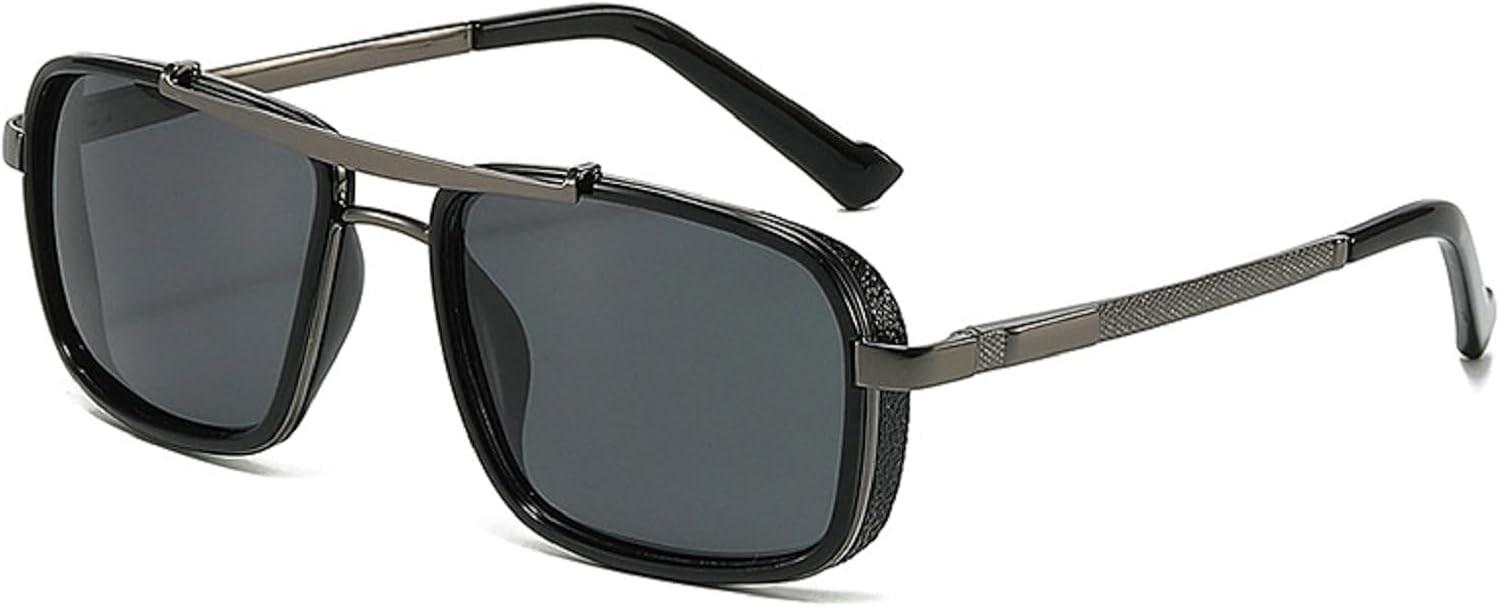 

Модные прямоугольные солнцезащитные очки для мужчин и женщин, градиентные линзы, металлическая оправа, роскошные очки с защитой от УФ-излучения UV400 24002 Melrose, Black Grey