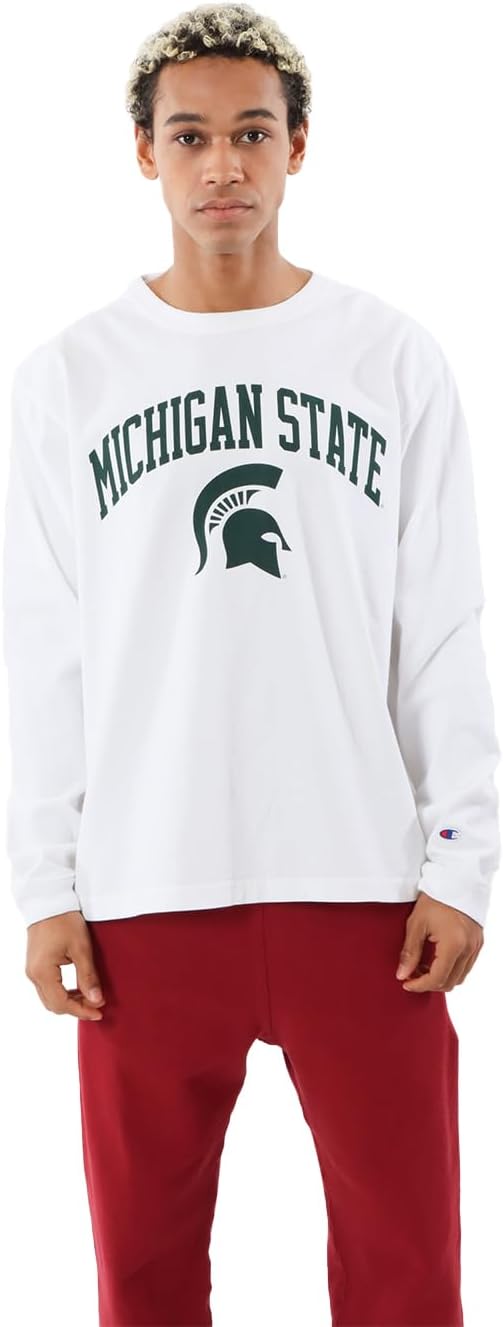 

Мужская футболка с длинным рукавом Champion T1011, производство США, C5-Y405, 100% хлопок, графический принт, круглый вырез, круглый корпус, белый