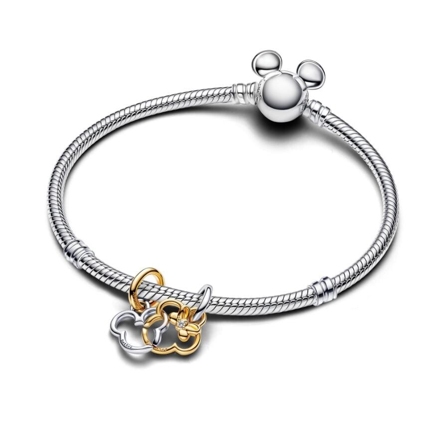 

Подарочный набор Pandora Mickey Mouse and Minnie Mouse Splittable Dangle Charm Bracelet Set, стерлинговое серебро