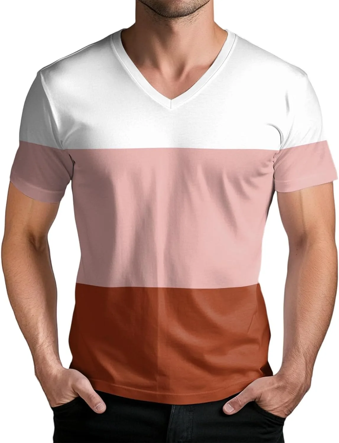 

WENKOMG1 футболка для мужчин, короткий рукав, V-образный вырез