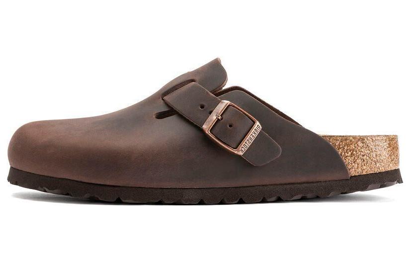 

Бостонские кожаные мюли Birkenstock, цвет Red Brown