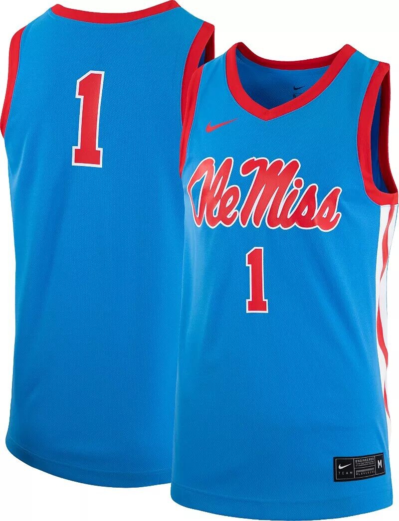 

Мужская синяя баскетбольная майка Nike Ole Miss Rebels #1 Replica