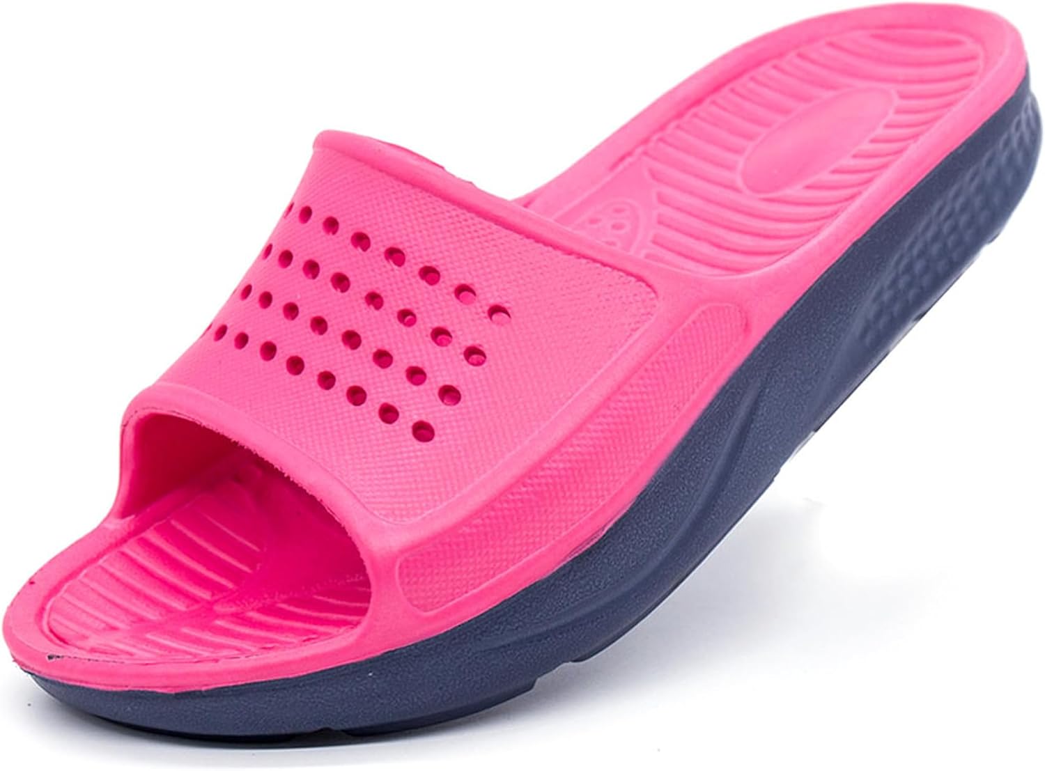 

Тапочки Asifn для мужчин и женщин с дренажными отверстиями, нескользящие, для ванной, спортзала, дома, бассейна, общежития, быстросохнущие для душа, розовый