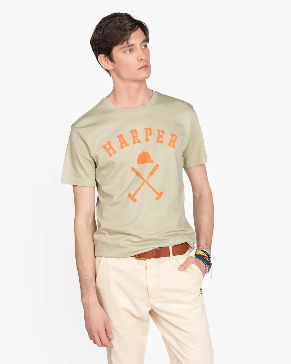 

Мужская футболка с коротким рукавом и принтом спереди Harper & Neyer, цвет Verde Militar