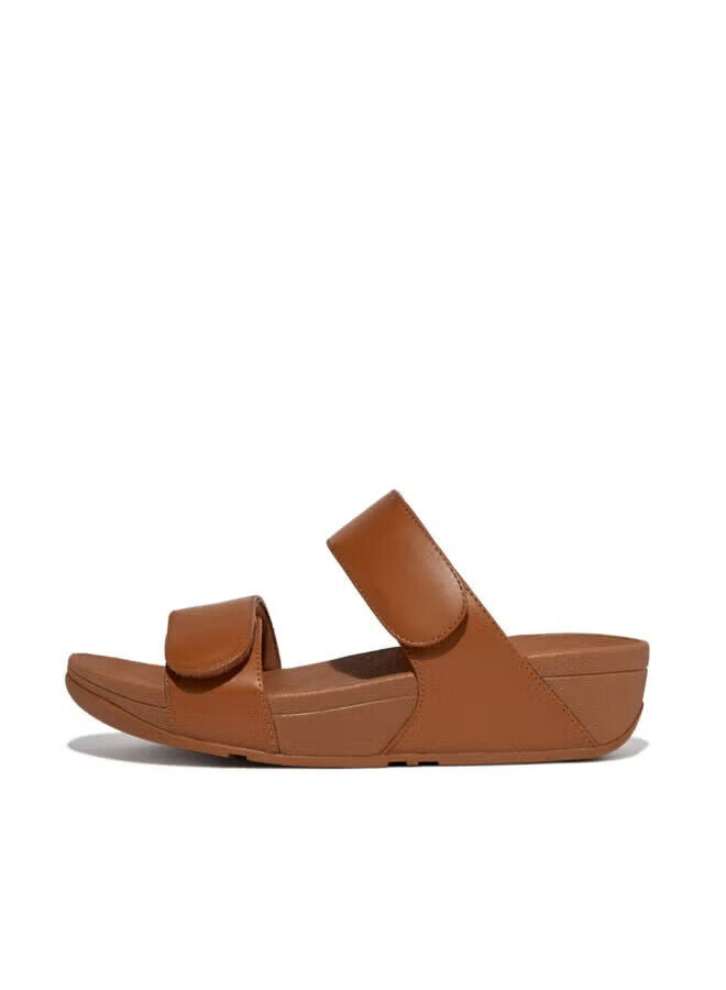 FitFlop Lulu FV6-592 Slides Sandals Women's Light Tan Leather Adjustable Slip On, коричневый