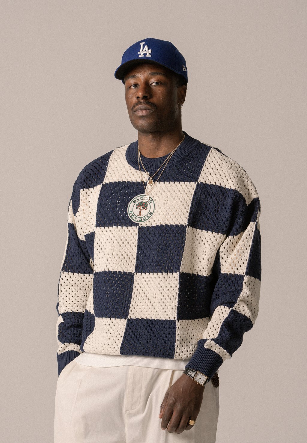 

Джемпер SOURCE CROCHET CREWNECK UNISEX BLKVIS, темно-синий