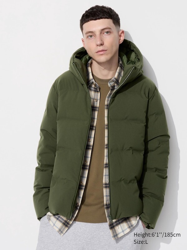 

Бесшовная парка на пуху Uniqlo, зеленый