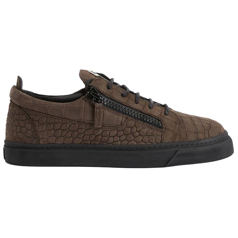 Кроссовки Frankie с эффектом крокодиловой кожи на молнии Giuseppe Zanotti, коричневый — фото 4