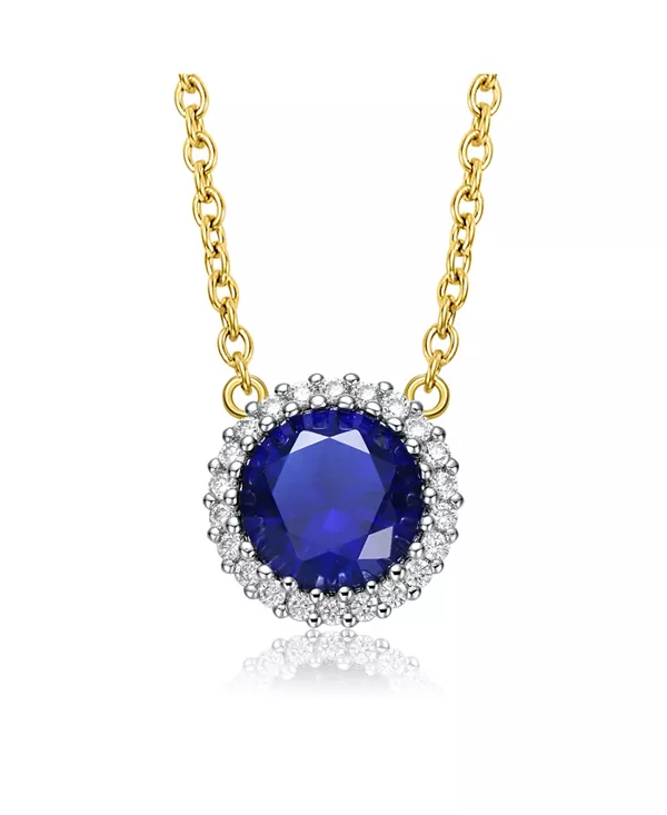 

Ожерелье из стерлингового серебра с двухцветными круглыми кубическими цирконами и золотой цепочкой Genevive, blue