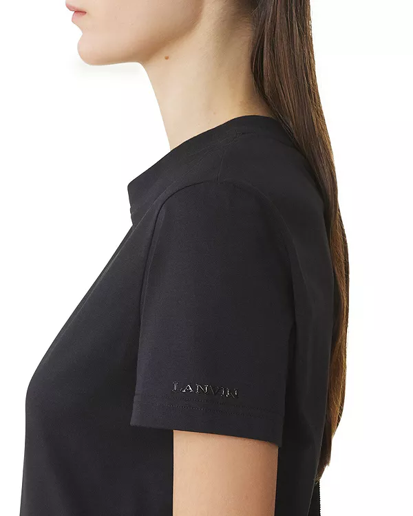 Хлопковая футболка с ленточкой Lanvin, черный — фото 4