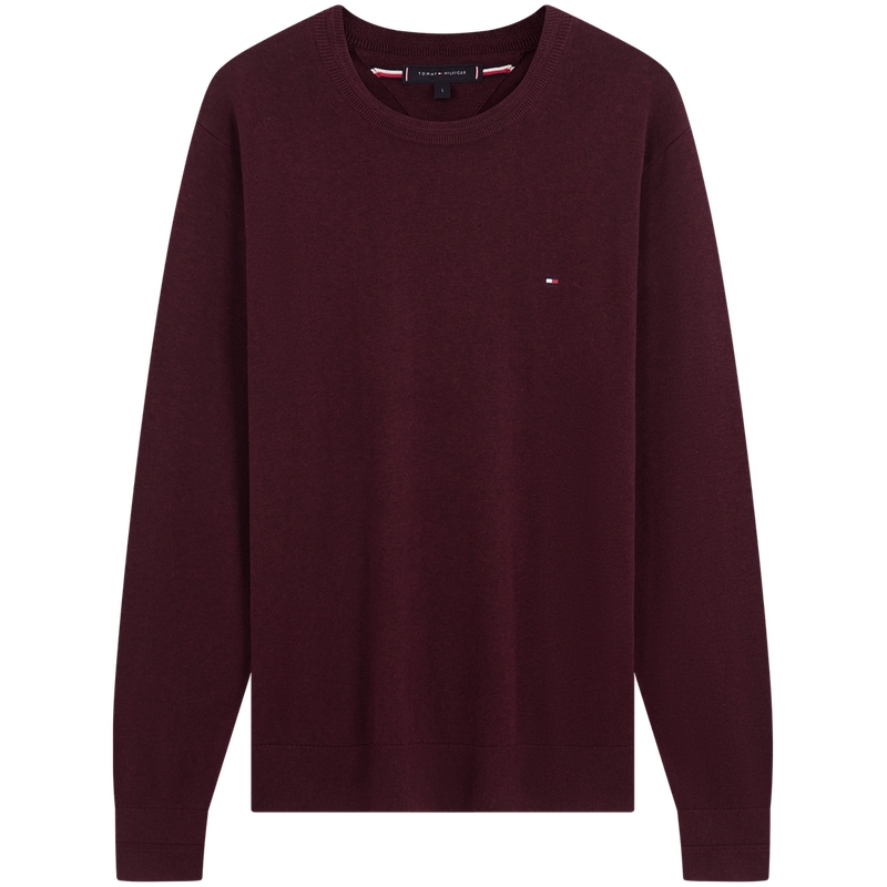 

Свитер с вышитым логотипом и круглым вырезом Tommy Hilfiger, темно-красный