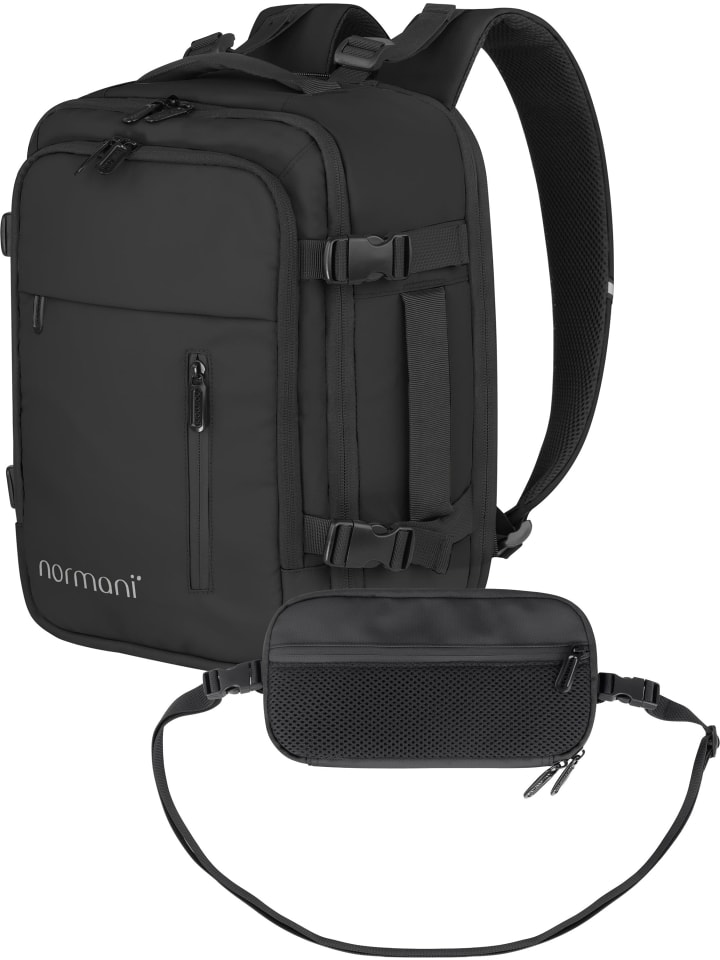 

Normani Расширяемый рюкзак для ручной клади с нагрудным карманом для паспорта, черный