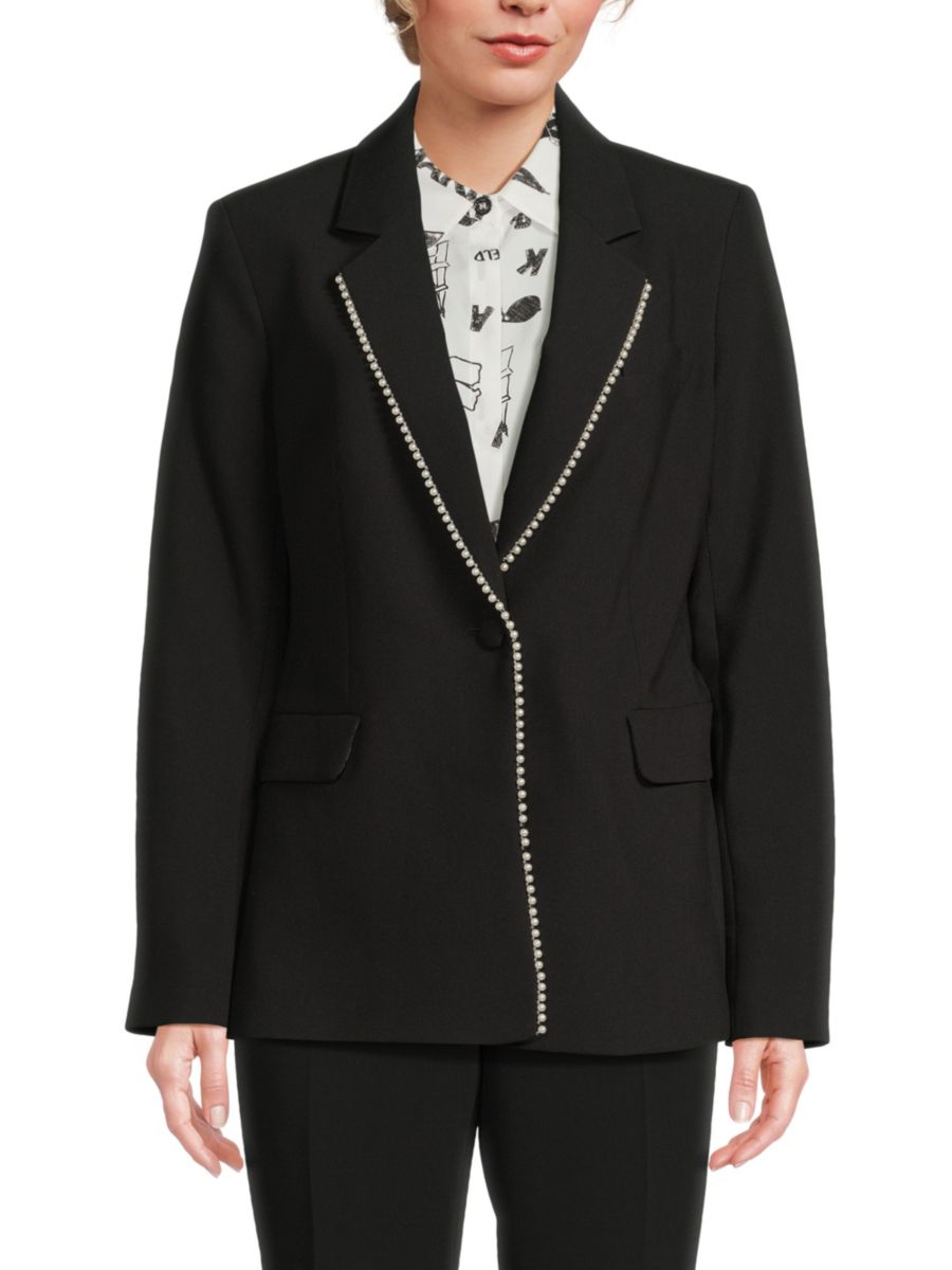 

Однобортный блейзер с декорированными лацканами Karl Lagerfeld Paris, черный