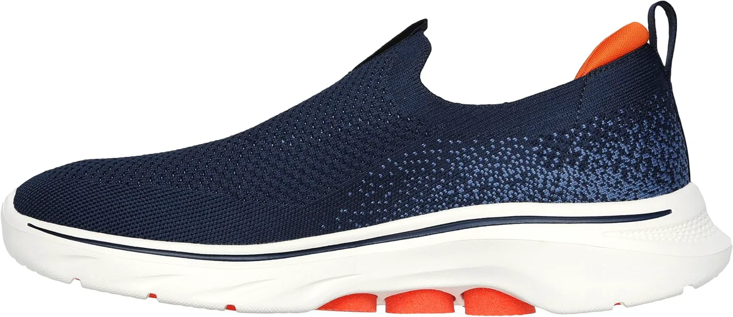 Мужские слипоны Skechers Go Walk 7 Stretch Fit, темно-синий/оранжевый — фото 4