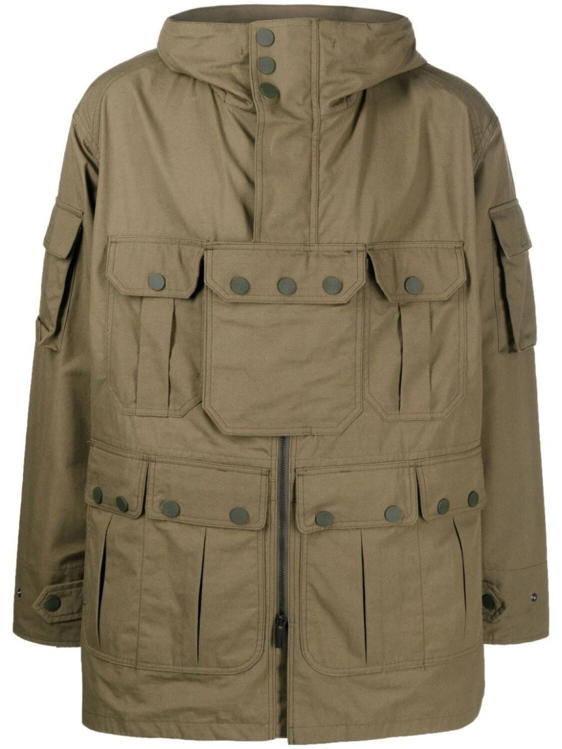 

White Mountaineering куртка в стиле милитари с карманами, зеленый