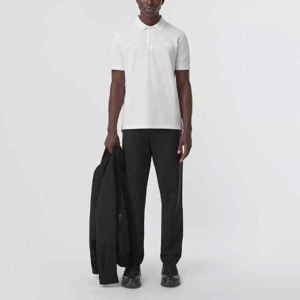 Футболка Burberry Men's SS21 Pattern Cotton Short Sleeve Polo Shirt White, белый — фото 4