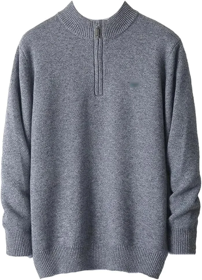 

Толстовка из кашемира мужская вязаная Large с молнией и высоким воротником