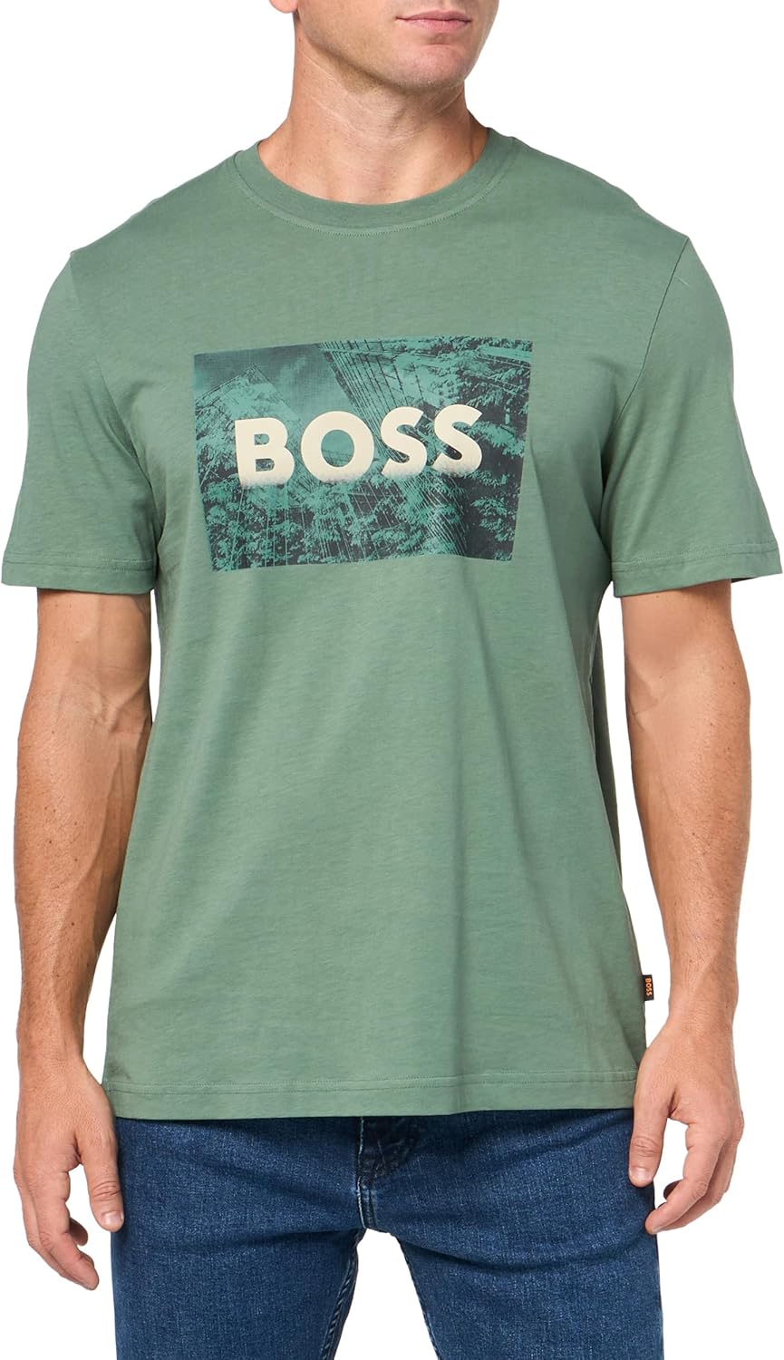 

Футболка BOSS Mens с большим логотипом и городским пейзажем из хлопка, Spinach Green, Зеленый, Футболка BOSS Mens с большим логотипом и городским пейзажем из хлопка, Spinach Green