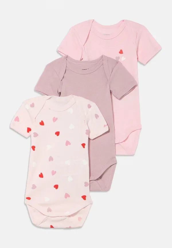 Боди Nbfbody heart 3 pack Name It, розовый/светло-розовый/сиреневый