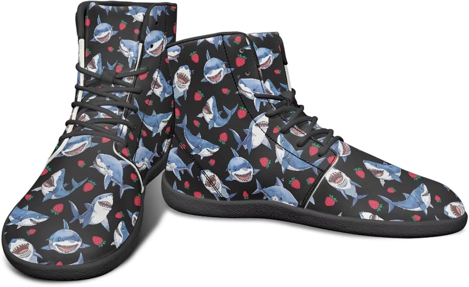 

Высокие кроссовки с морским животным принтом и обувь для босоного ходьбы, заземляющие кроссовки для мужчин, обувь для кросс-тренинга и путешествий Watdotory, Shark Strawberry Print