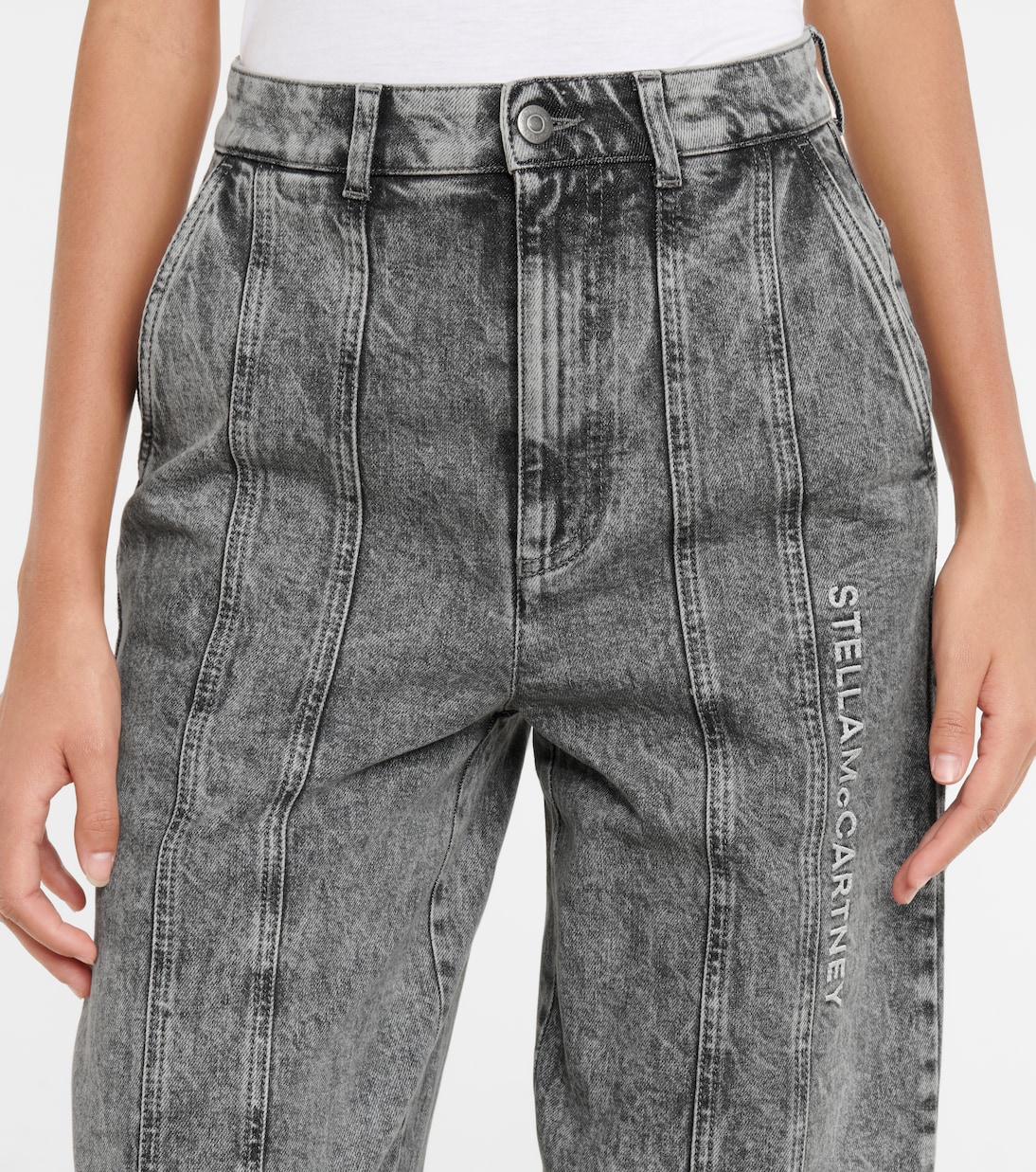 Джинсы с высокой посадкой и широкими штанинами Stella McCartney, Galaxy Grey — фото 4